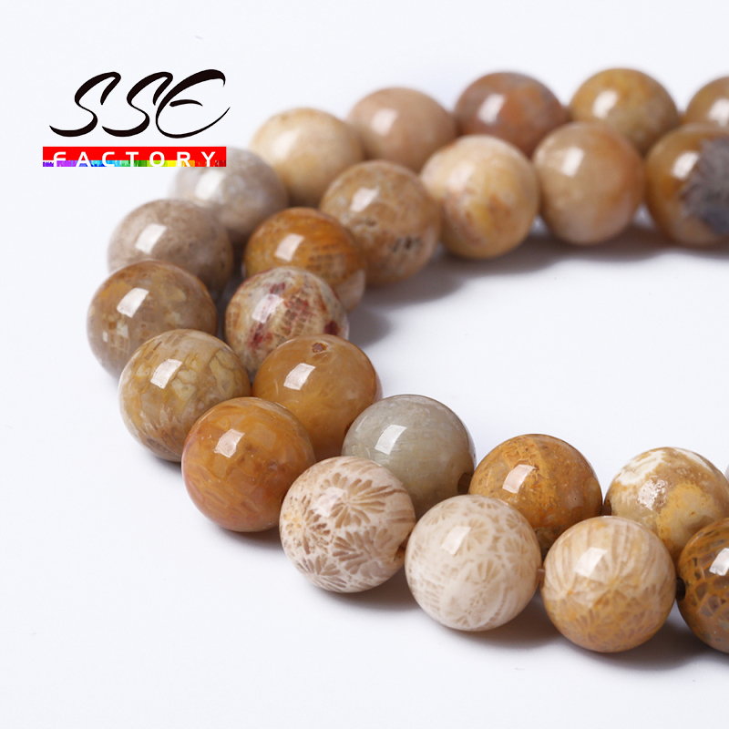 Sprzedaż hurtowa naturalna chryzantema kamienne koraliki naturalny koral Jade okrągłe luźne koraliki 15 "nici 4 6 8 10 12MM do wyrobu biżuterii