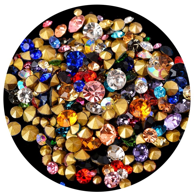Semua Warna Ukuran 1-10Mm Kerucut Transparan Titik Kerucut Kristal Pointback Berlian Imitasi untuk Seni Kuku Perhiasan Perbaikan Accesstories Kerajinan