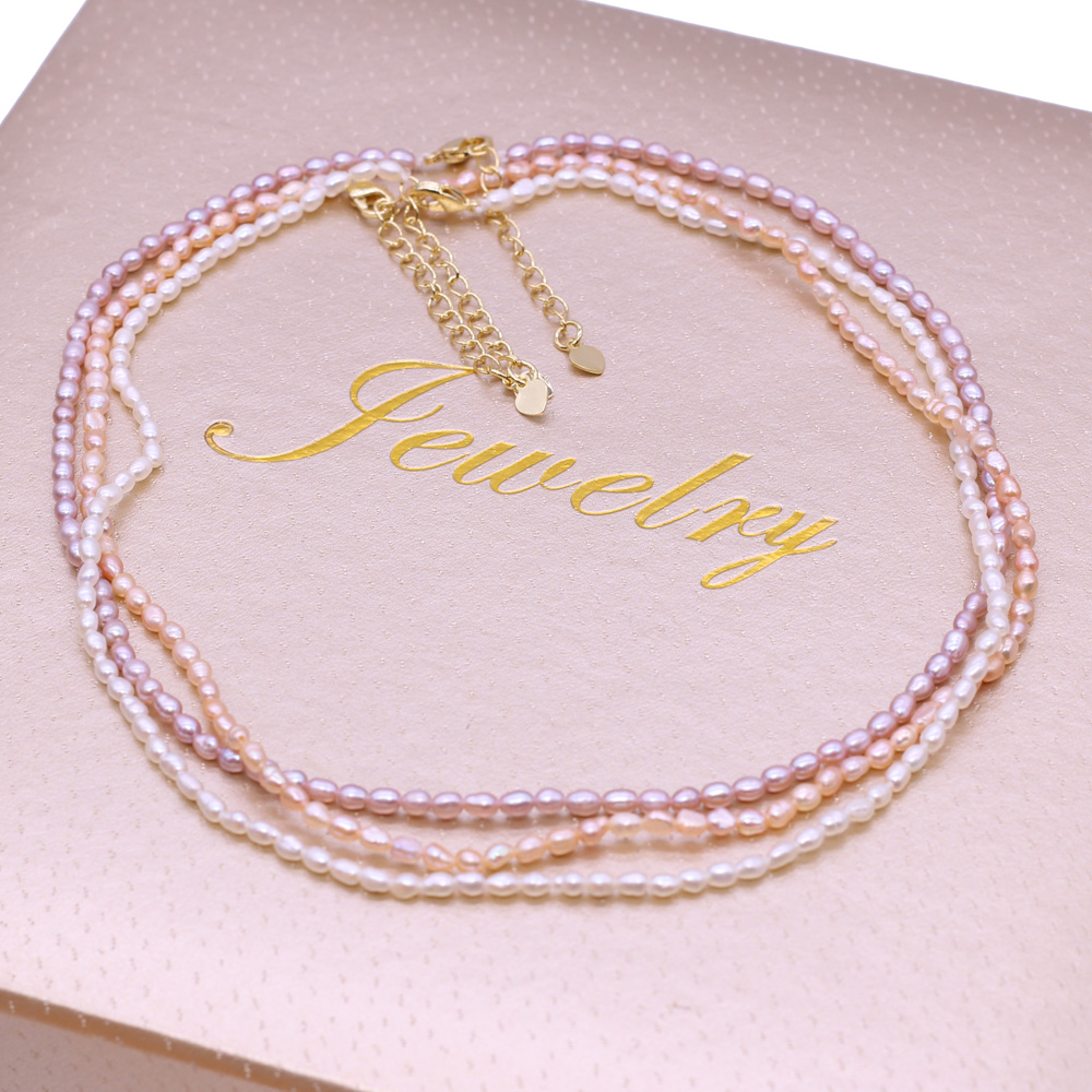Aa Natuurlijke Zoetwater Parel Ketting Rijst Vorm Parels Sieraden Voor Vrouwen Huwelijksgeschenken Mode Koperen Ketting Chokers Ketting