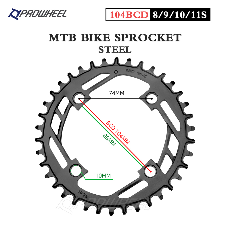 Prowheel mountain bike estreito largo chainring 32t 34t 36t 38t 40t roda de corrente aço mtb roda dentada placa dente peças manivela