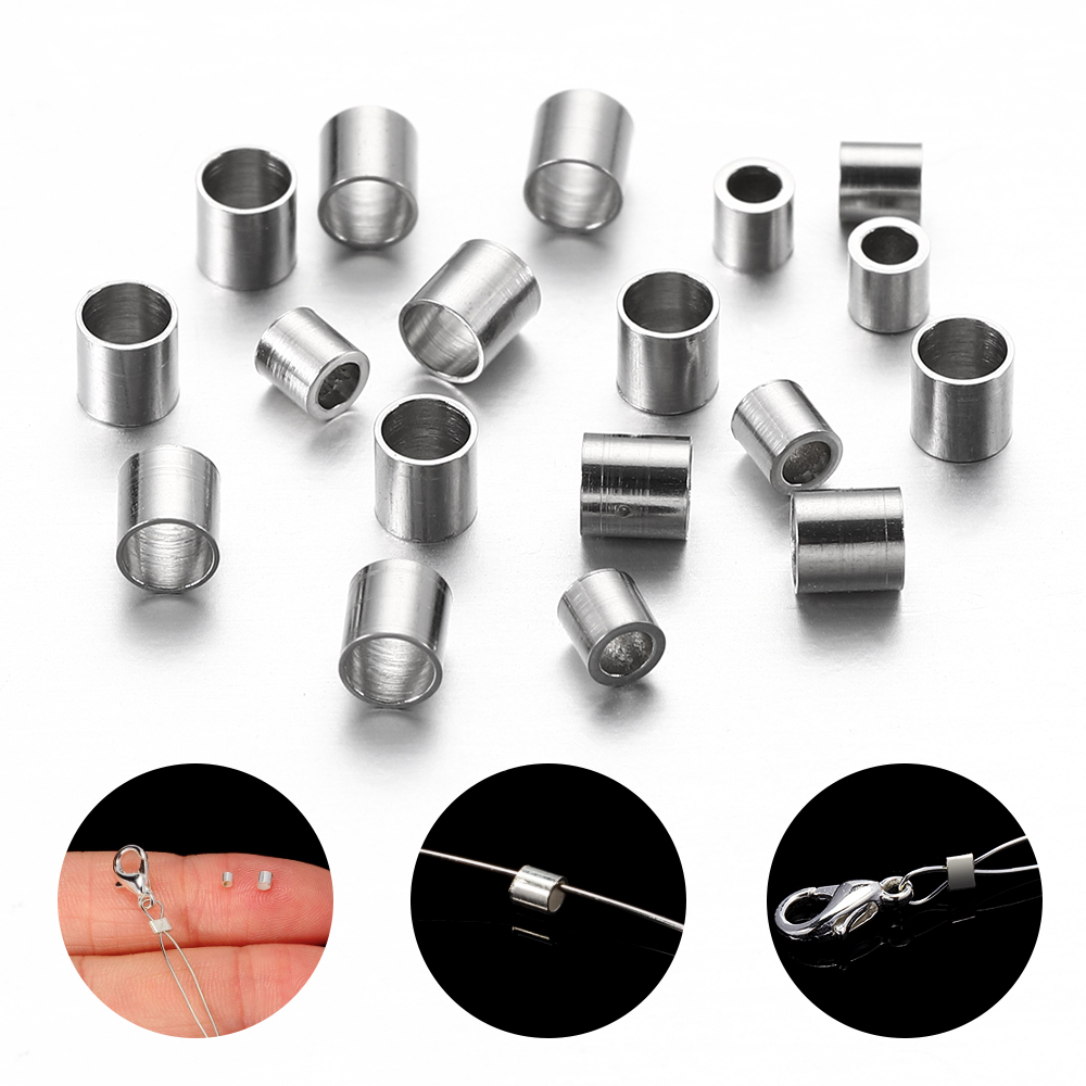 150/lot 1.5 2.0 2.5mm rurka ze stali nierdzewnej Crimp koraliki końcowe korek paciorek do naszyjnika dla DIY tworzenia biżuterii naszyjnik ustalenia dostaw