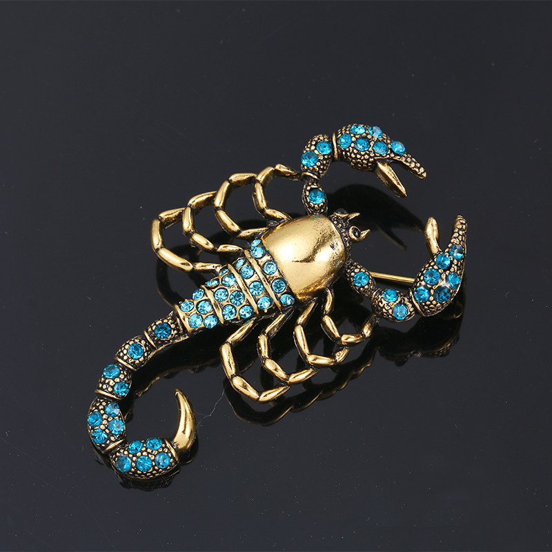 Broche en cristal pour femmes, bijoux tendance, strass, Scorpion, décoration de robe
