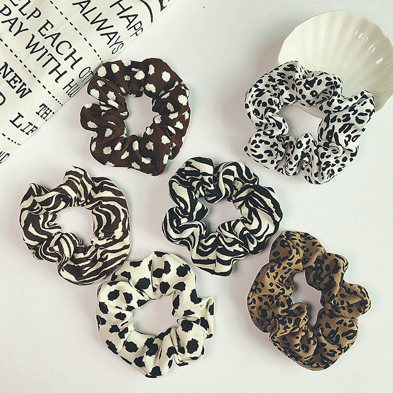 Vintage leopardo scrunchies zebra padrão corda de cabelo feminino meninas dot laços de cabelo titular rabo de cavalo elástico faixa de cabelo senhora faixa de borracha