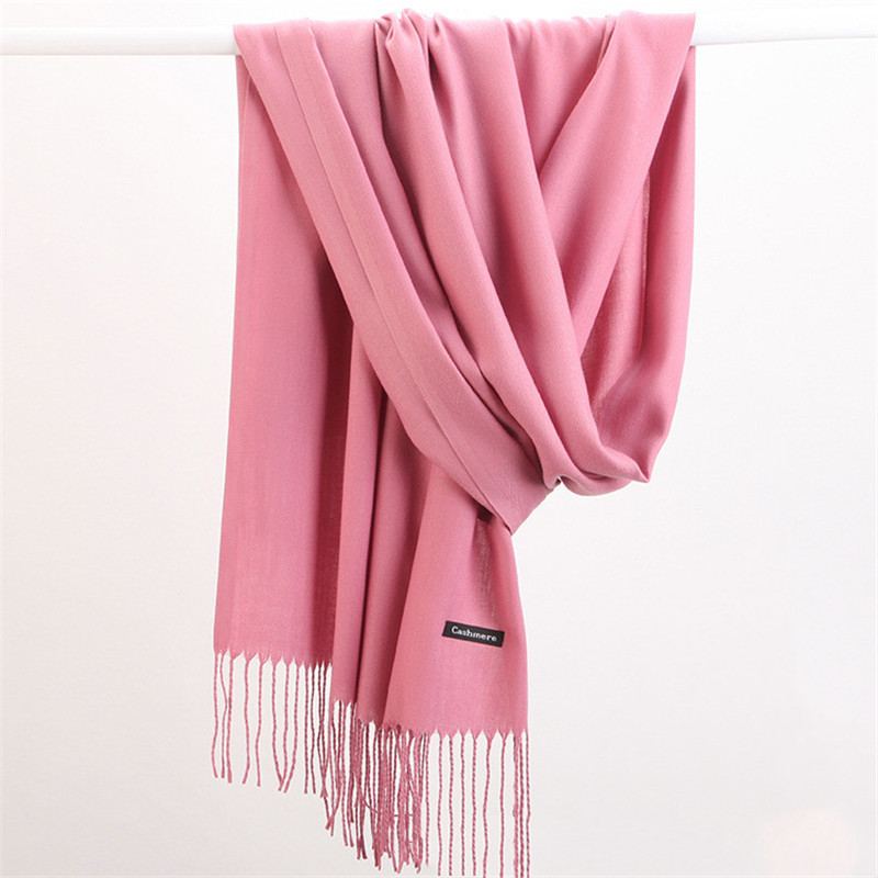 Mode Effen Kleur 2023 Vrouwen Sjaal Winter Hijaabs Tessale Kwasten Lange Dame Sjaals Kasjmier Zoals Pashmina Hijaabs Sjaals Wraps