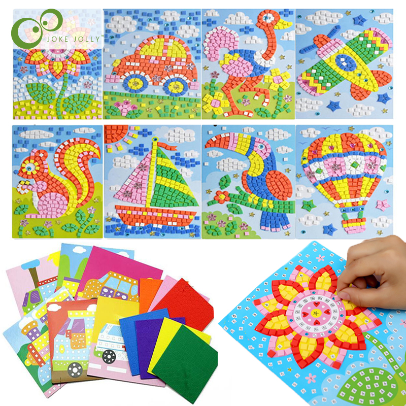 6 sztuk/zestaw 3D dzieci EVA przyklejone mozaiki Puzzle DIY piankowe naklejki EVA rękodzieło kreskówka kreatywne zabawki edukacyjne dla dzieci