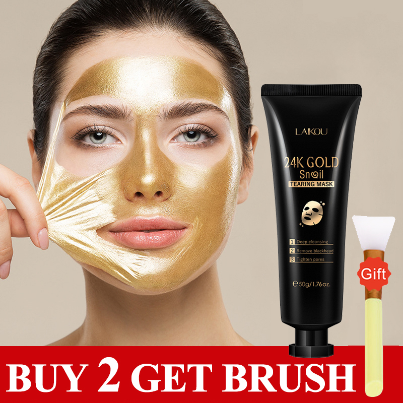 Mascarilla exfoliante de colágeno de Caracol dorado de 24 quilates, Reduce los puntos negros, limpieza profunda, Control de aceite, reduce los poros, hidratante, suave, cuidado de la piel facial