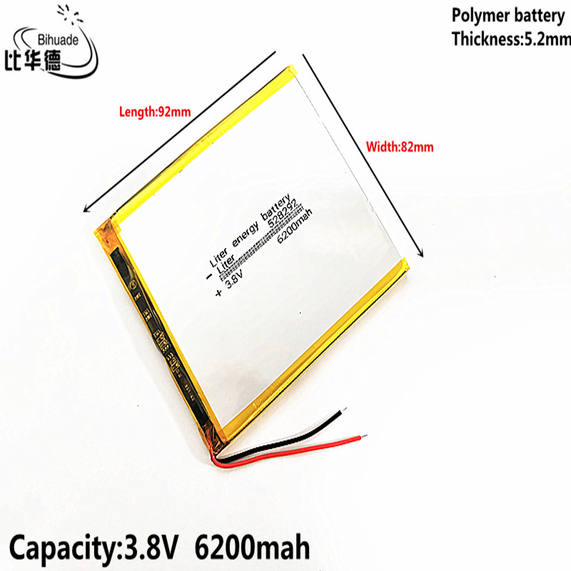 Good Qulity Liter energy battery 3.8V,6200mAH 528292 Polymer lithium ion / Li-ion battery for tablet pc BANK,GPS,mp3,mp4
