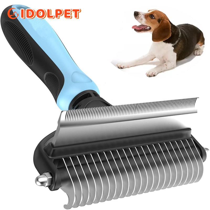 Strumento 2 in 1 per la toelettatura e la pulizia degli animali domestici: pettine per la rimozione dei peli e lo sciogliere dei nodi per cani e gatti