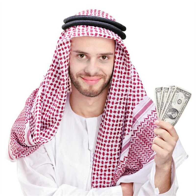 เสื้อผ้าอิสลาม Man Saudi อาหรับดูไบเครื่องแต่งกายแบบดั้งเดิมมุสลิมอุปกรณ์เสริม Turban สวดมนต์หมวกลายสก๊อตผ้าพันคอผ้าพันคอผ้าพันคอ140*140ซม.