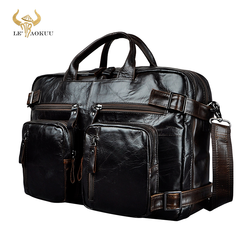 Genuine Leather man design multifunction purpose Maletas Maletin business briefcase 15" laptop bag Tote Portfolio bag k1013