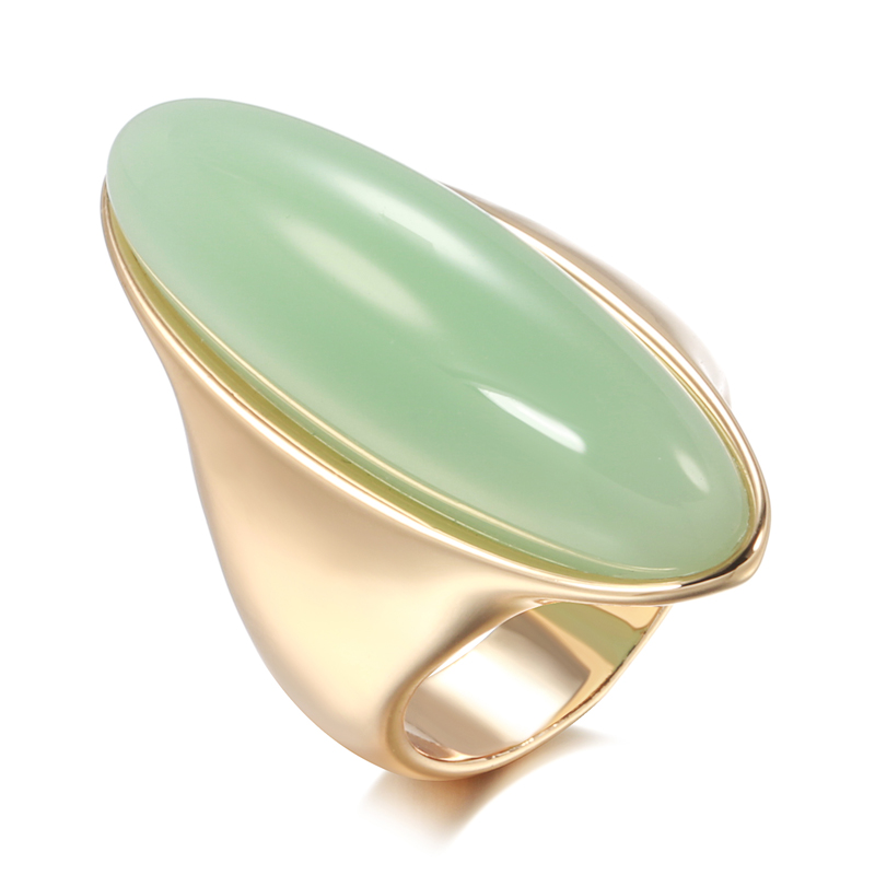 Kinel luxo verde pedra natural anel para mulher grande brilhante 585 rosa ouro noiva anel fino vintage jóias de casamento
