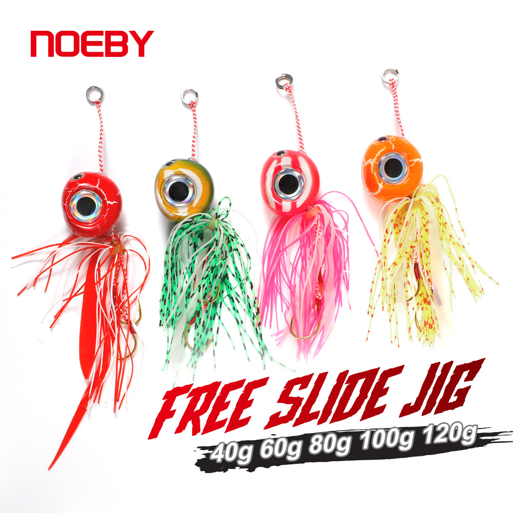 Noeby-tai Set umpan pancing Kabura karet, umpan pancing air asin, kepala Snapper laut, kepala Jig, 40g, 60g, 80g, 100g, 120g
