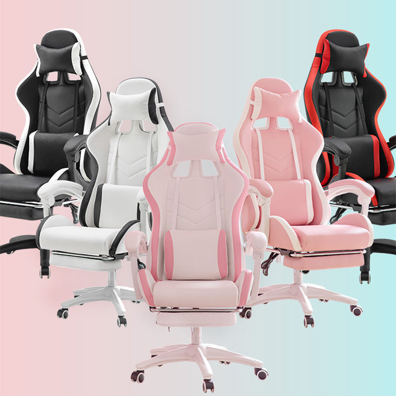 Silla reclinable giratoria de elevación para el hogar y la Oficina, Silla de ordenador informal para niña linda, Silla de gamer rosa, Silla de sala de estar