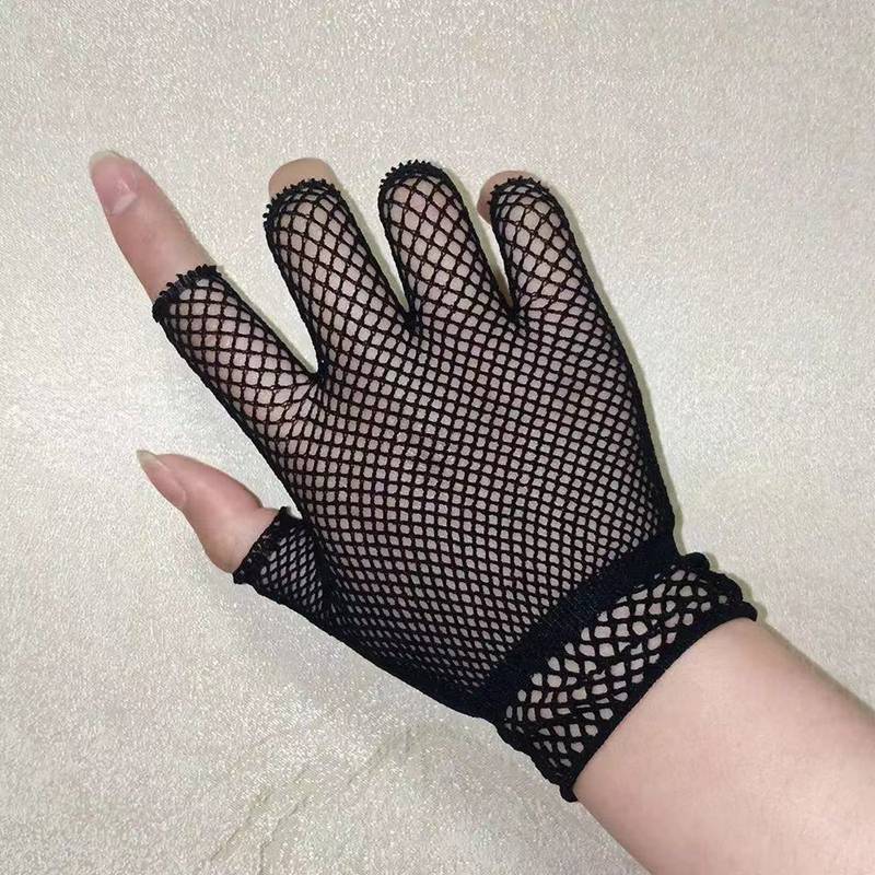 1 Para Unisex Krótkie Rękawiczki Siatkowe Moda Dziewczyna Rękawiczki Siatkowe Bez Palców Punk Rock Fancy Night Club Party Sexy Women Black Gloves