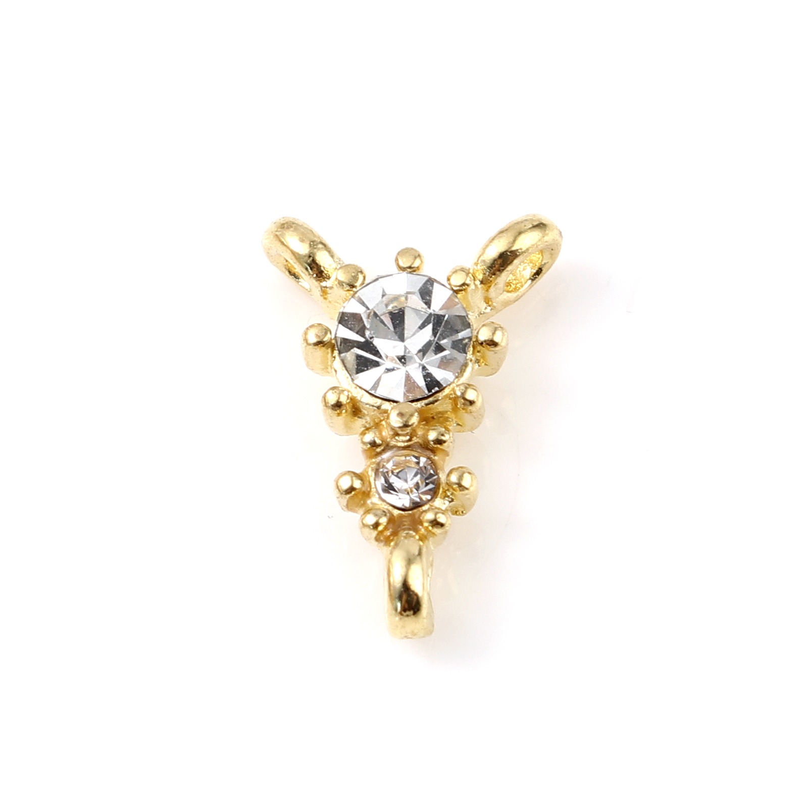 Fsashion Metalen Connectoren Driehoek Goud/Zilver Kleur Rhinestone Charms Diy Maken Vrouwen Ketting Sieraden Geschenken 13Mm X 9mm,10Pcs