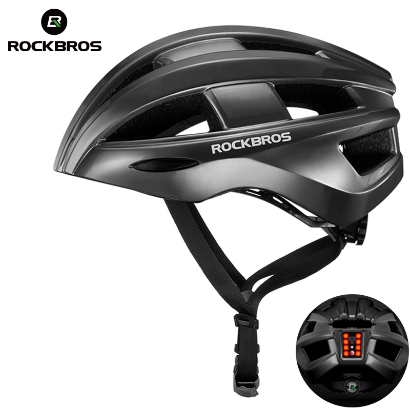 ROCKBROS-casco de bicicleta con luz trasera LED, recargable, moldeado integralmente, para ciclismo de montaña, de carretera, deportivo, seguro