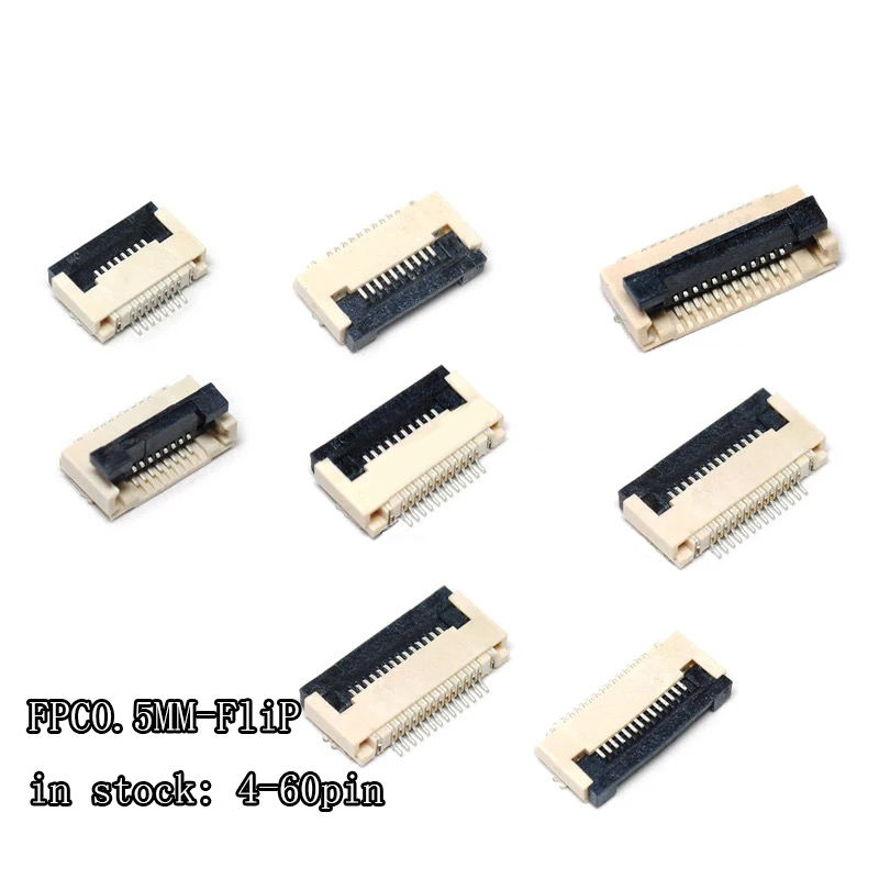 5szt Gniazdo złącza FPC FFC 0.5MM Clamshell Bottom Contact Type 4P 6P 8P 10P 12P 14P 18P 20P 22P 24P 30P 32P 36P 40P 50P 60P