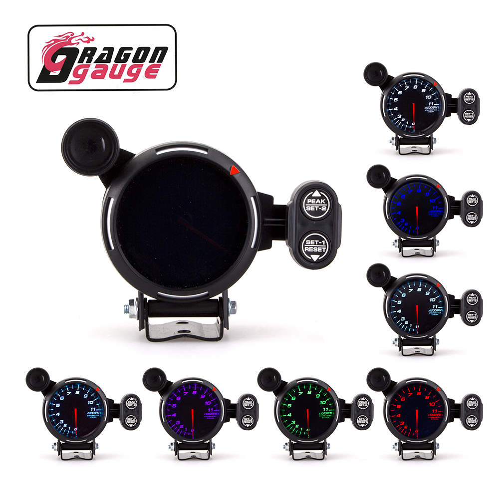 ภาพที่คล้ายคลึงกันกับ "DRAGON」 80 มม.Tachometer 0 ~ 11000RPM Racingรถพร้อมไฟเตือนและคำเตือนสูงสุดRpmขนาดสำหรับ 1 ~ 8 Cyning 7 สีเปลี่ยน