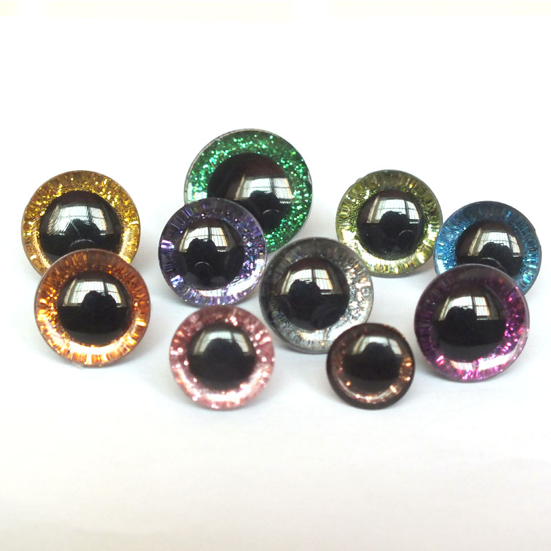 20 pz 12mm/14mm/16mm/20mm/25mm 3D Glitter occhi di sicurezza burattino giocattolo peluche colore occhi di bambola per Amigurumi uncinetto peluche