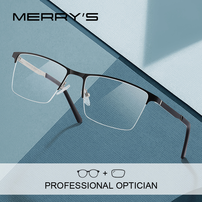 MERRYS DESIGN ผู้ชายแว่นตาแฟชั่นแว่นตาธุรกิจชายครึ่งแว่นตา S2074PG