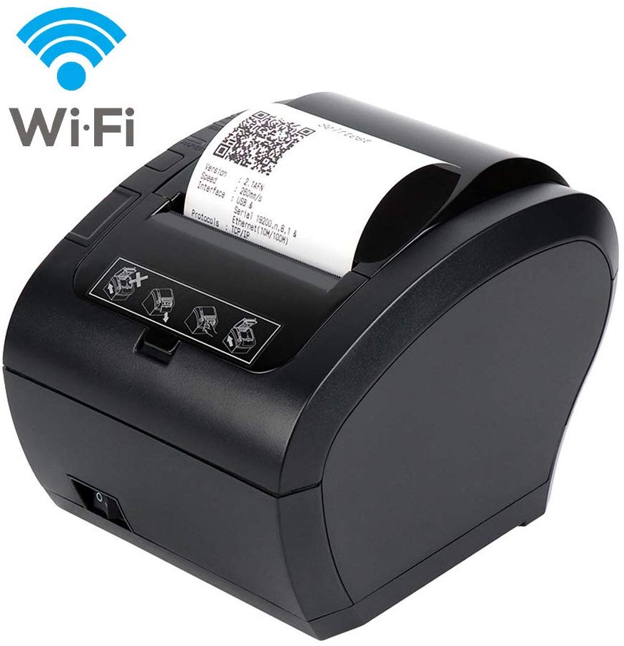 Impresora térmica de recibos de 80mm, 300 m/s, impresora de facturación POS, inalámbrica, WIFI/Bluetooth, cortador automático, Android/iOS/Windows ESC/POS