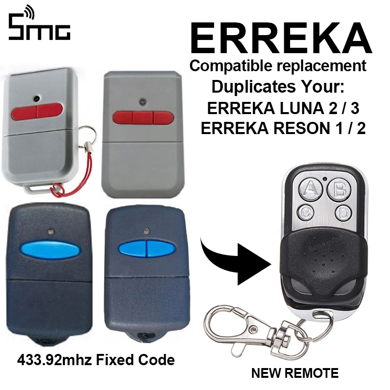 ERREKA Nhân Bản 433.92Mhz Mã Cố Định Cho ERREKA LUNA 2/3 ERREKA RESON 1/2 Nhà Để Xe Điều Khiển Cửa Chỉ Huy Mở
