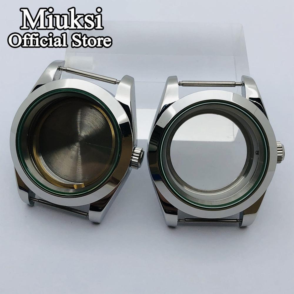 Miuksi-caja de reloj pulida de cristal de zafiro, 36mm/40mm, compatible con NH35 NH36 NH34 ETA2824 2836 PT5000 DG2813 3804 Miyota8205 8215 movimiento