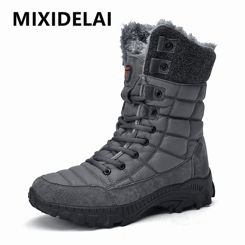 Botas de neve de inverno dos homens super quentes botas de caminhada de alta qualidade à prova dwaterproof água couro alta superior tamanho grande botas masculinas tênis ao ar livre