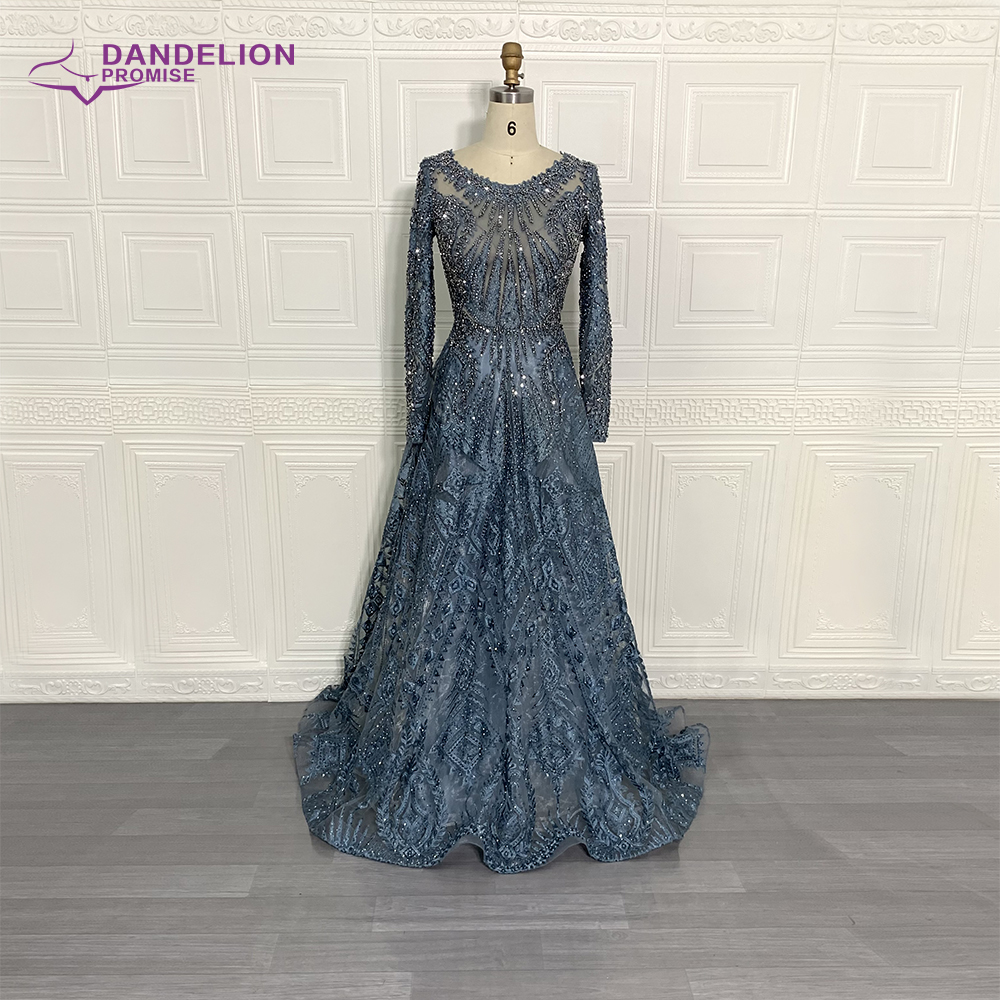 Vestidos de lujo hechos a mano de manga larga para celebridades, vestido de fiesta Formal de encaje elegante árabe musulmán de Dubái, 2020