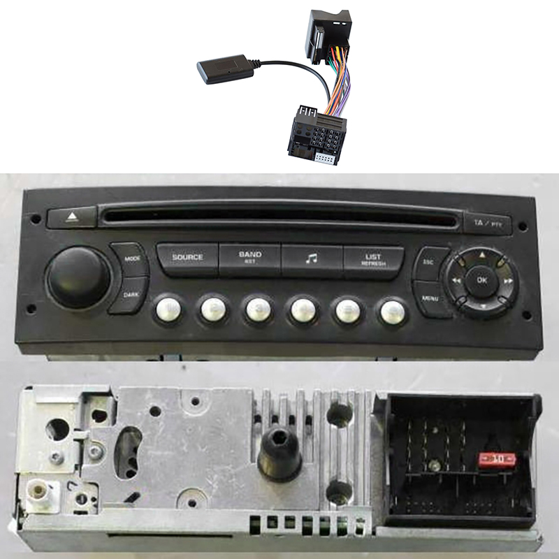 Adaptor Aux Receiver 5.0 Bluetooth Audio Mobil untuk Peugeot Citroen C2 C5 RD45 RD4 Kabel Aux Bluetooth Modul Radio