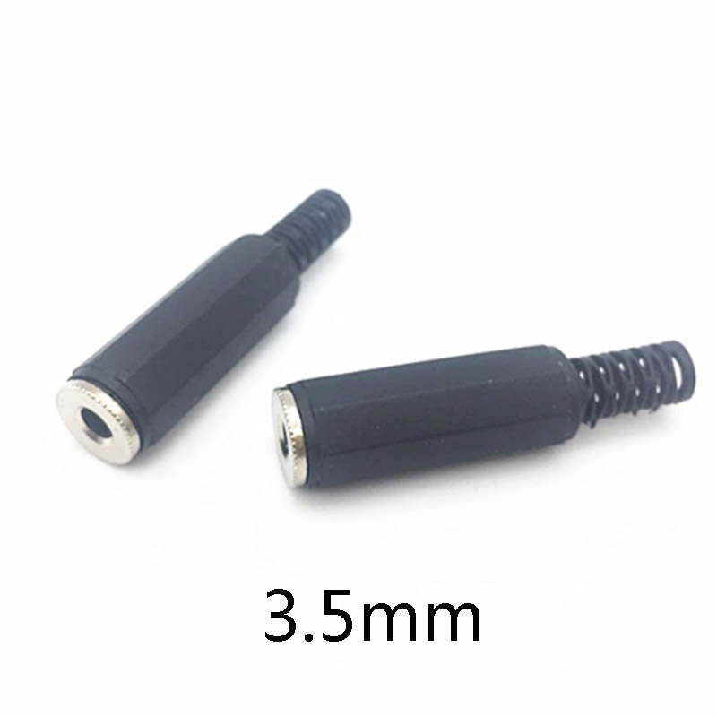 5pcs 3.5 มม.2 ช่องเสียงเชื่อมต่อหญิงเชื่อมแจ็คเย็นความดัน Solderless ซ็อกเก็ตอะแดปเตอร์ไฟฟ้า DIY สีดํา 3.5 มม.