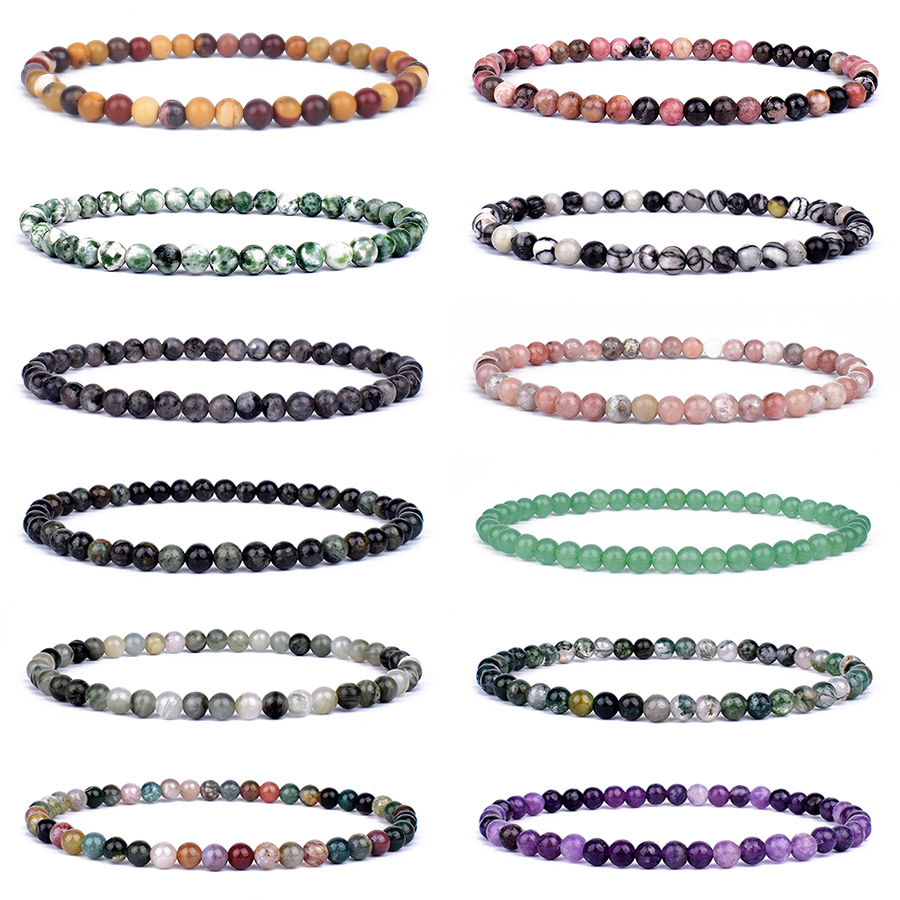 4 มม.6 มม.Mini Energy Charm สร้อยข้อมือลูกปัดหินธรรมชาติโยคะ Healing สร้อยข้อมือเครื่องประดับสําหรับผู้หญิงผู้ชายของขวัญเพื่อนที่ดีที่สุด Dropshipping