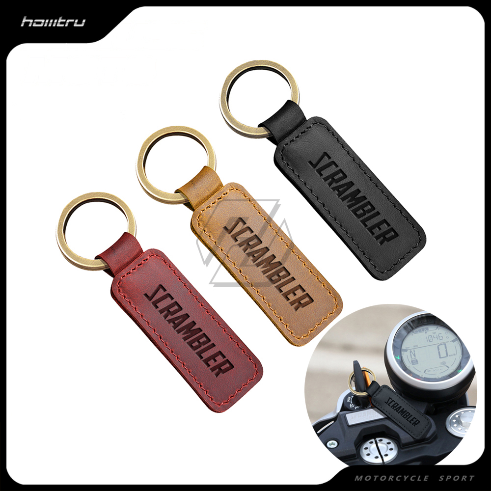 Portachiavi moto portachiavi Motocross in pelle bovina adatto per Honda Yamaha Suzuki Harley Triumph Ducati Scrambler 800 1200