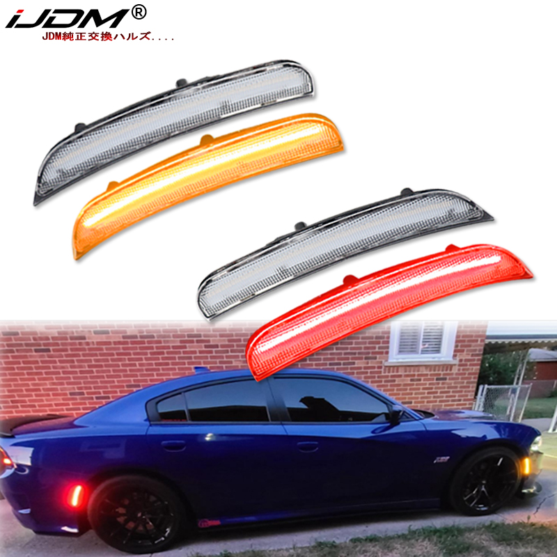 Luzes de Marcador Lateral Dianteiro/Traseiro iJDM para Dodge Charger 2015 2016 2017 2018, Luz de Estacionamento, Substitui Lâmpadas de Marcador Lateral OEM