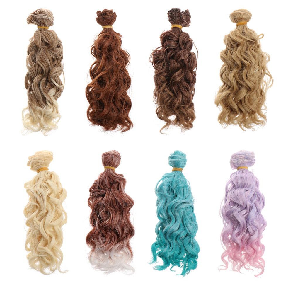 15*100ซม.1/6 1/4 1/3แฟชั่นมินิ Tresses อุณหภูมิสูงสกรู Periwig Curly Wigs DIY ตุ๊กตาผมของเล่น Toupee เด็กของขวัญ