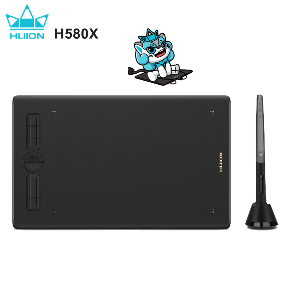HUION-Tabletas gráficas H580X INSPIROY, Tablet Digital de dibujo, 8x5 pulgadas, arte, bolígrafo PW100 sin batería