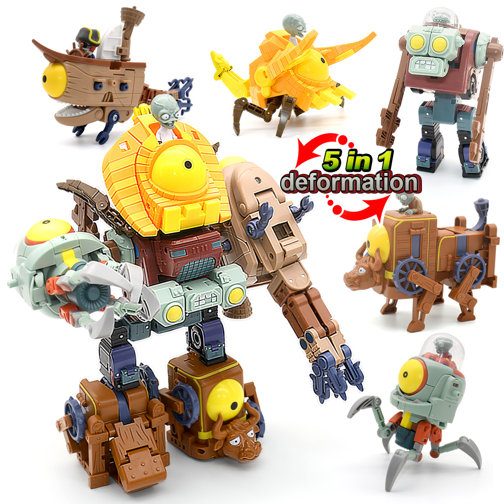Paket 5 In 1 Tanaman Vs Zombie untuk Anak Laki-laki Bos Robot Boneka PVZ Zombie Mainan Pendidikan PVC Tokoh Aksi Model Mainan Hadiah Anak-anak