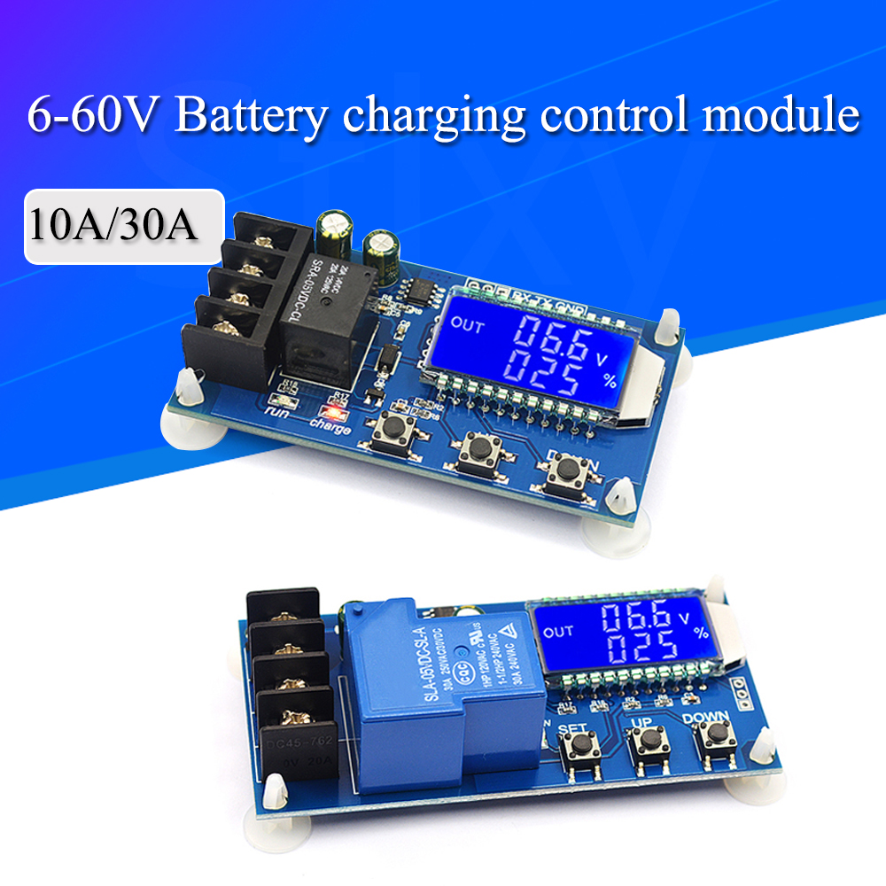 10A 30A 6-60V Lead-Acid Penyimpanan Surya Baterai Charger Modul Kontrol Digital Overcharge Protection Control Switch indikator LED