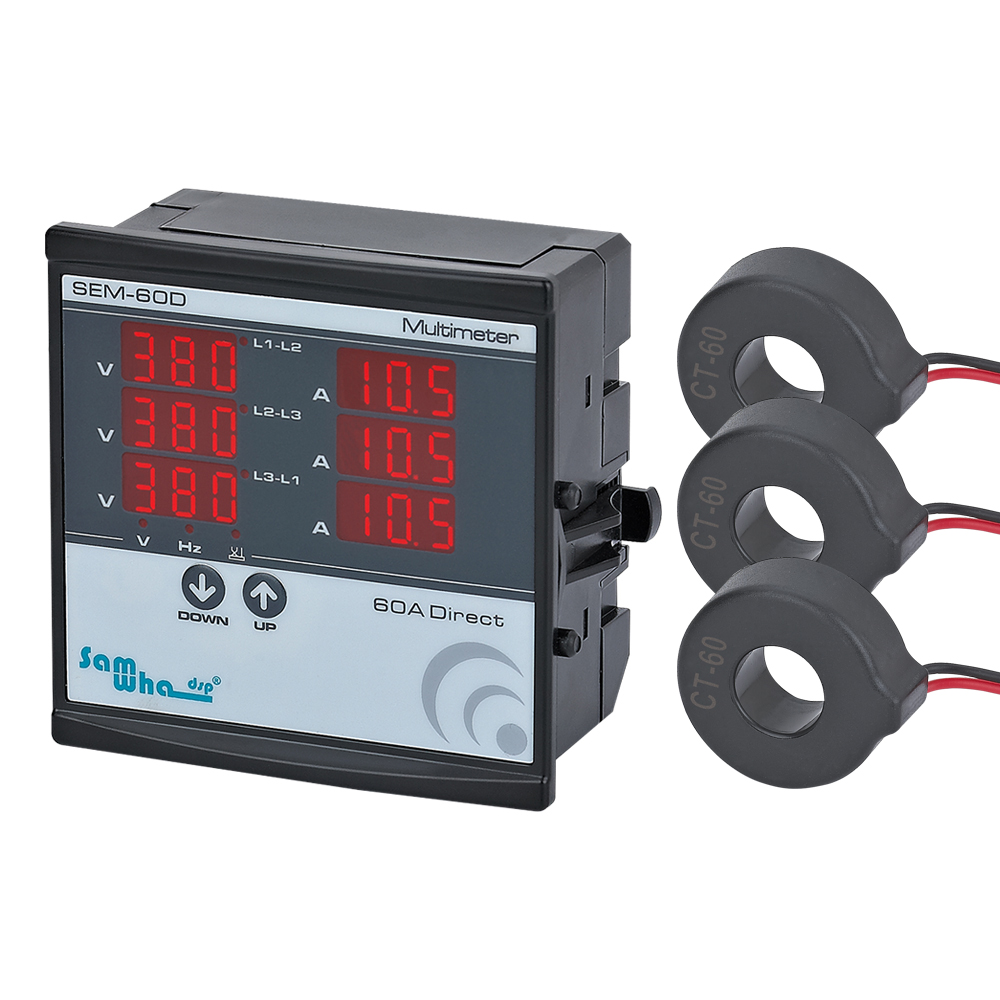 Samwha-Dsp SEM-XXD Vạn Năng Kỹ Thuật Số, Gồm 3 C.T, 3 Pha Volt(L-L),(L-N), Ampe, Tần Số, Giai Đoạn Trình Tự Hiển Thị