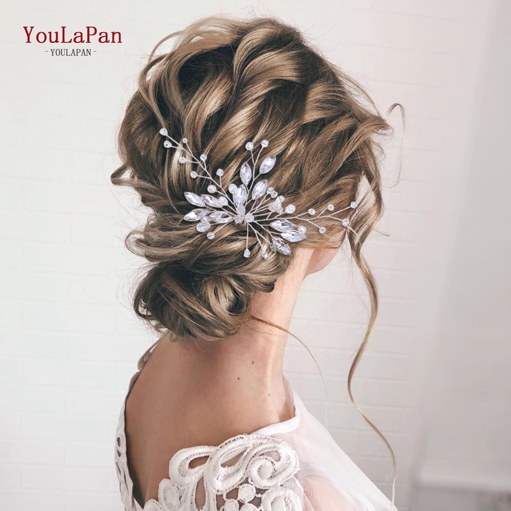 Topqueen u grampos de cabelo acessórios de cabelo de casamento strass headpieces senhoras acessórios de cabelo coreano feminino pente de cabelo HP103-1