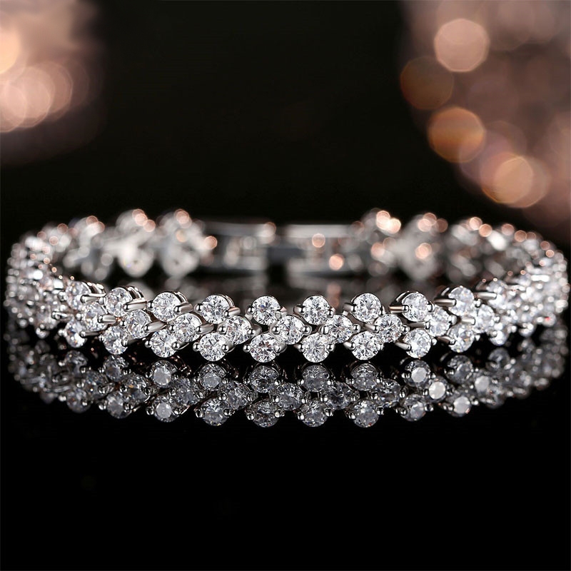 14K białe złoto Roman Lab Moissanite diamentowa bransoletka zaręczynowe bransoletki ślubne bransoletki dla kobiet biżuteria ślubna