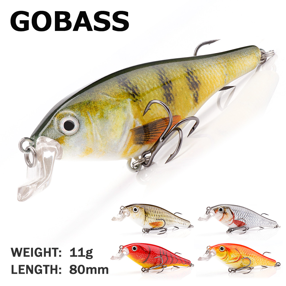 GOBASS Equipamento de Pesca Rattlins Para Pesca Wobblers Para Trolling Pike Isca Crankbait 80mm 11g Isca Artificial Jerkbait Minnow