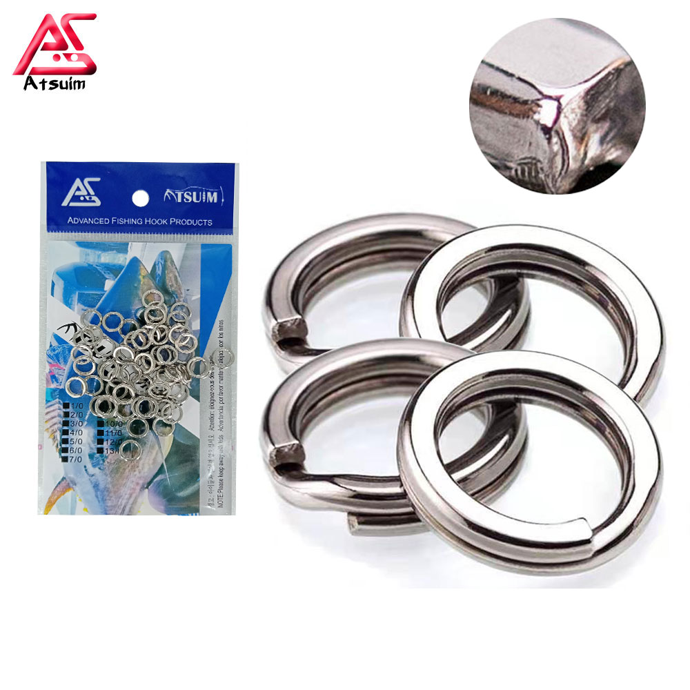 Atsuim 100pcs Fishing Split Ring 304 Stainless Steel Diameter 4mm to 14mm Heavy Duty Fishing Double Ring Connector Assist Rings