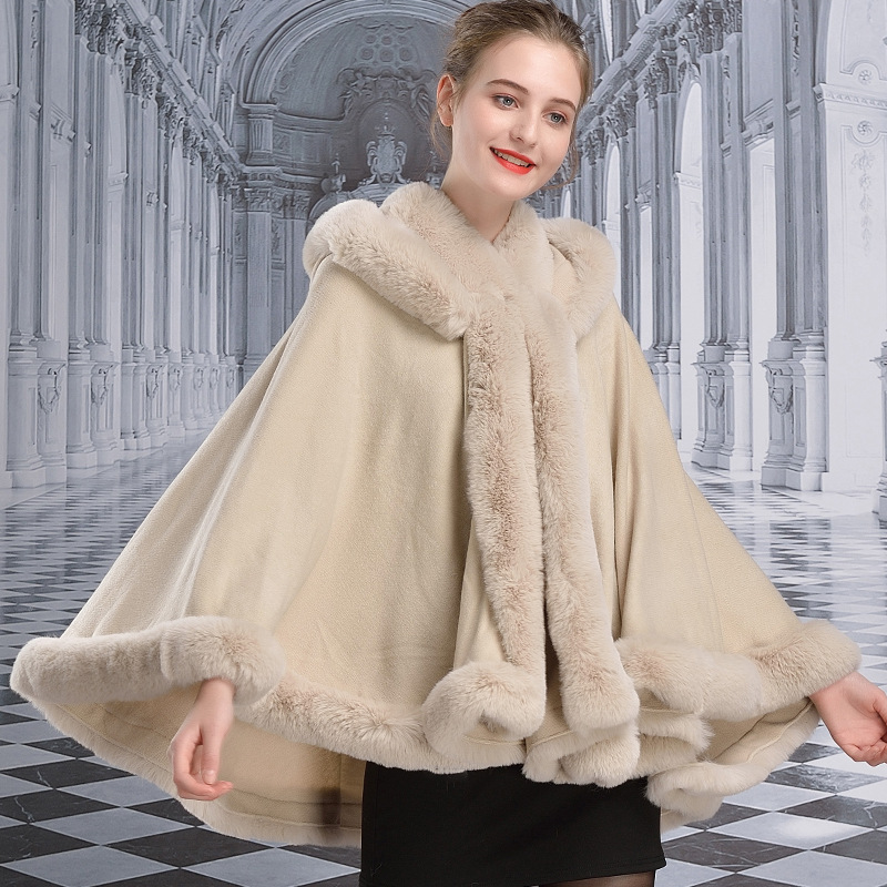 Poncho de inverno de pele sintética feminino, Sobretudo, Capa, Grosso, Branco, Preto, Quente, Xale, Pêndulo Grande Cardigan, Casaco Solto