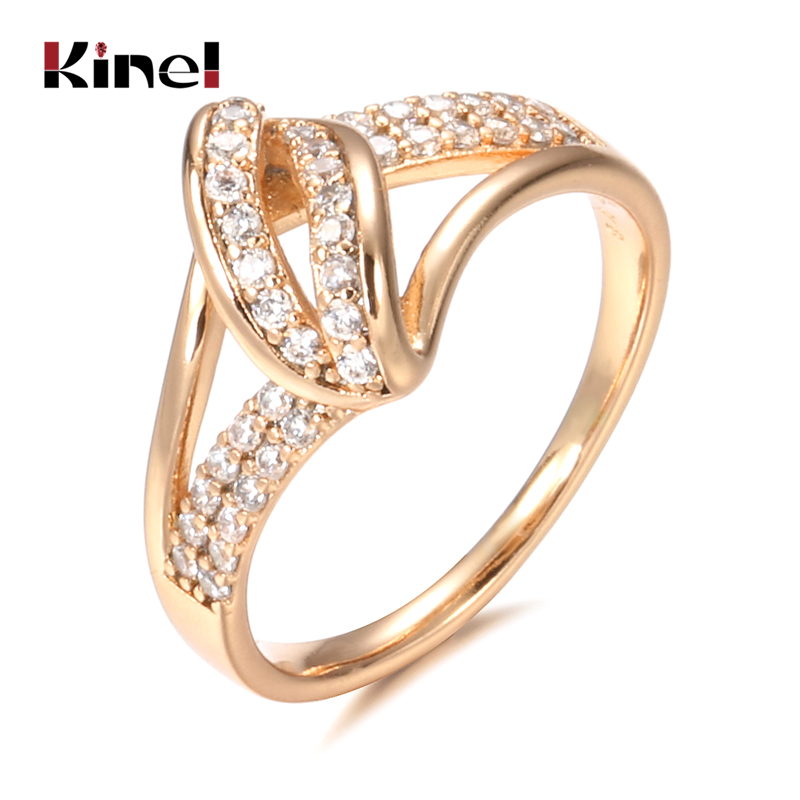 Kinel zircone naturale sposa anello nuziale 585 oro rosa moda croce anelli di cristallo per le donne Beach Party gioielli vintage 2021 nuovo