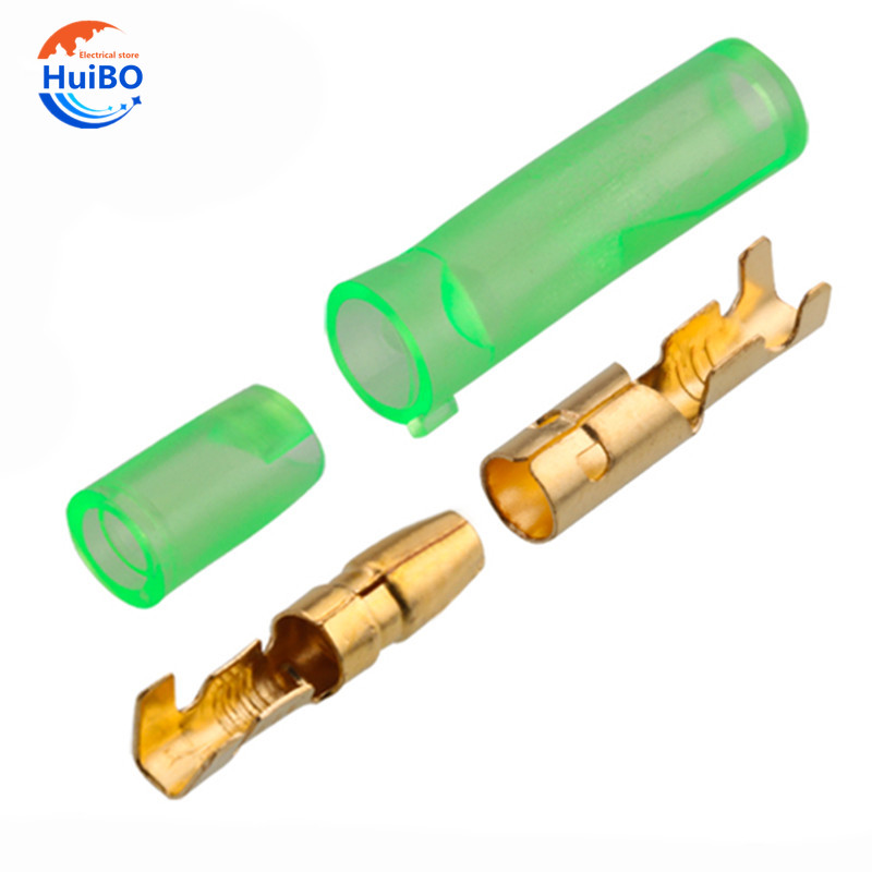 Connecteur de fil électrique de voiture, terminal à balle 4.0, diamètre 4mm femelle + mâle + boîtier, terminal de presse à froid vert, 25/50/100 ensembles