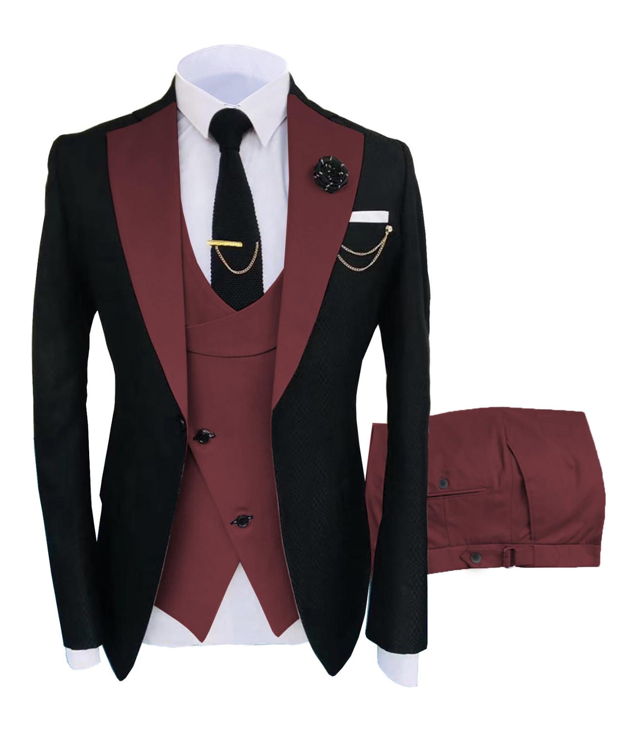 Nieuwe kostuum homme populaire kleding luxe party stage herenpak bruidsjonkers regular fit smoking 3-delige set jas + broek + vest