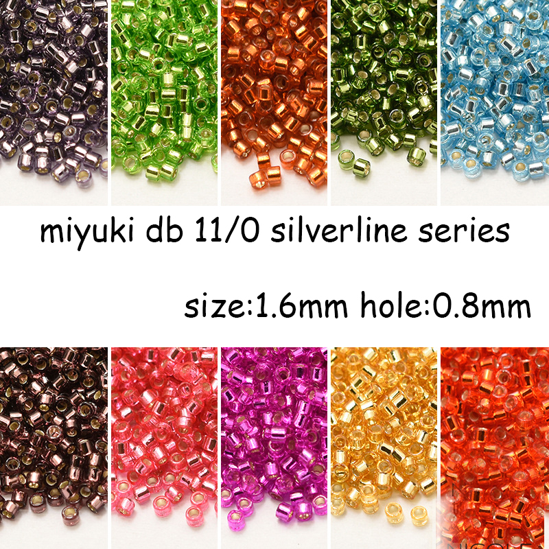 Ornement de perles de rocaille Miyuki importées du japon, perles Delica, 24 couleurs, série Silverline, paquet de 5G