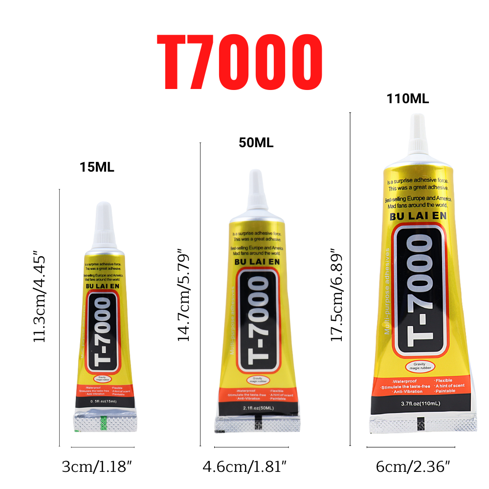 15ML 50ML 110ML Bulaien T7000 Schwarz Kontakt DIY Kleber Reparatur Kleber Mit Präzision Applikator Spitze