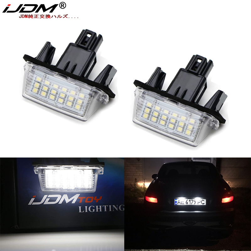 IJDM 6000k Lâmpada de luz de placa de licença branca para Peugeot 206 207 306 307 308 406 407 5008 para Partner Citroen C3 C3 Ii C3 C4 C5 12V